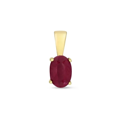 6X4mm Oval Ruby Claw Set Pendant 9ct Gold